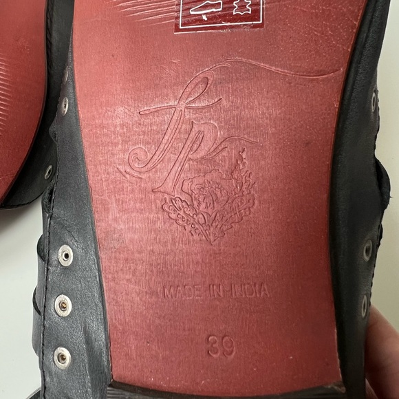 Free People Black Leather Strappy Sandals with red Soles - Picture 7 of 8